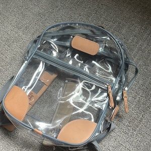 clear Jon Hart backpack. Slate Coated canvas.